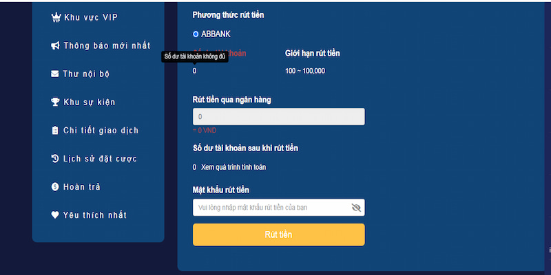Tạo lệnh rút tiền tại nhà cái